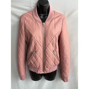 Thread and Supply Faux Leather Pink Quilted Jacket Barbiecore Cute Sze S Barbie